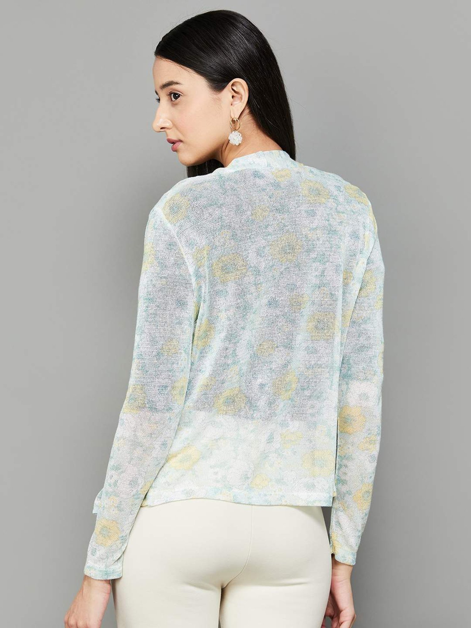 Code by Lifestyle Green Cotton Printed Shrug