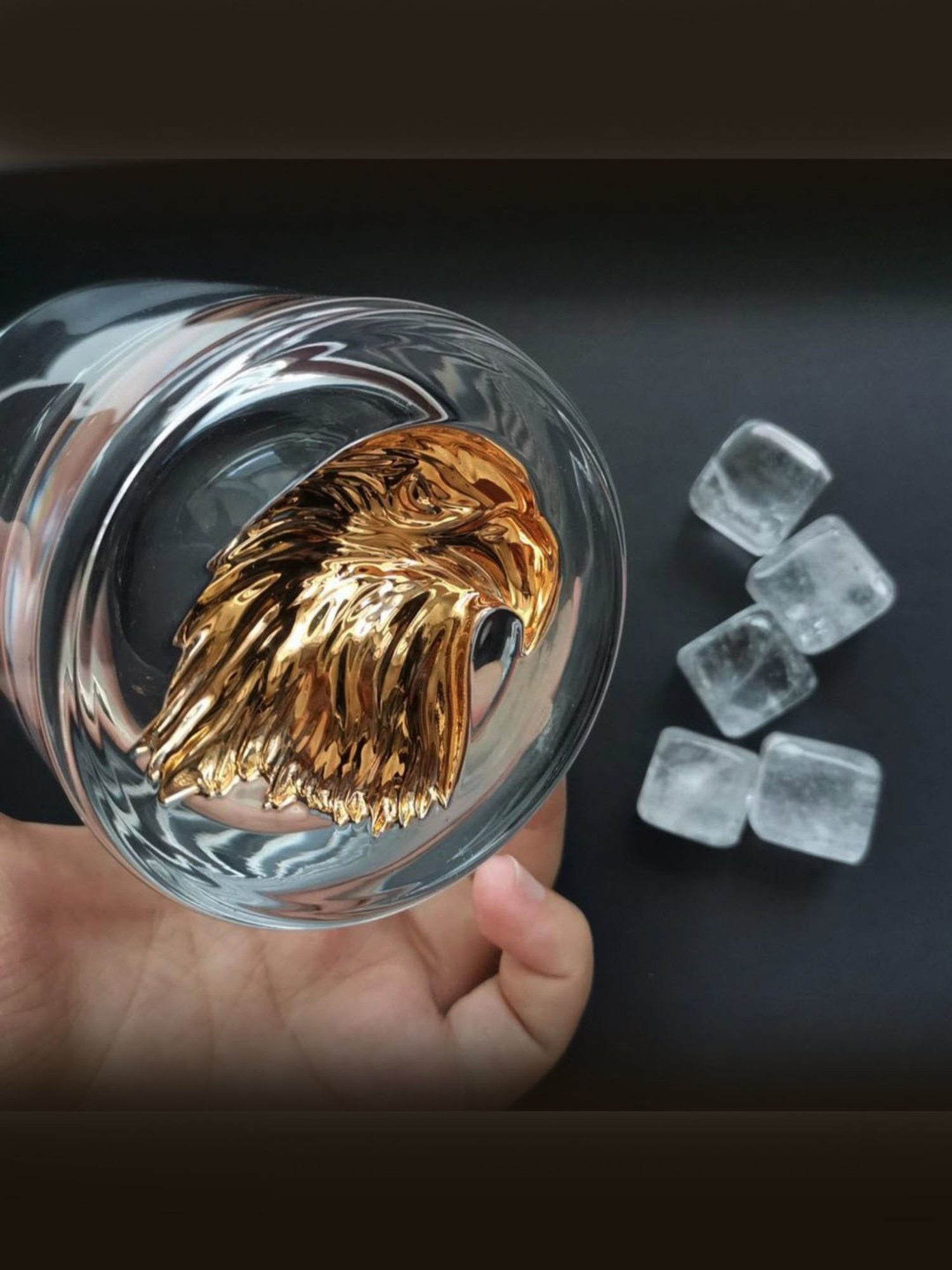 Melbify Gold Eagle Transparent Whiskey Glass 300ml - Set of 2