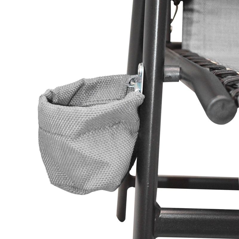 Caravan Canopy Infinity Suspension Folding Chair with Cupholder, Gray (2 Pack)