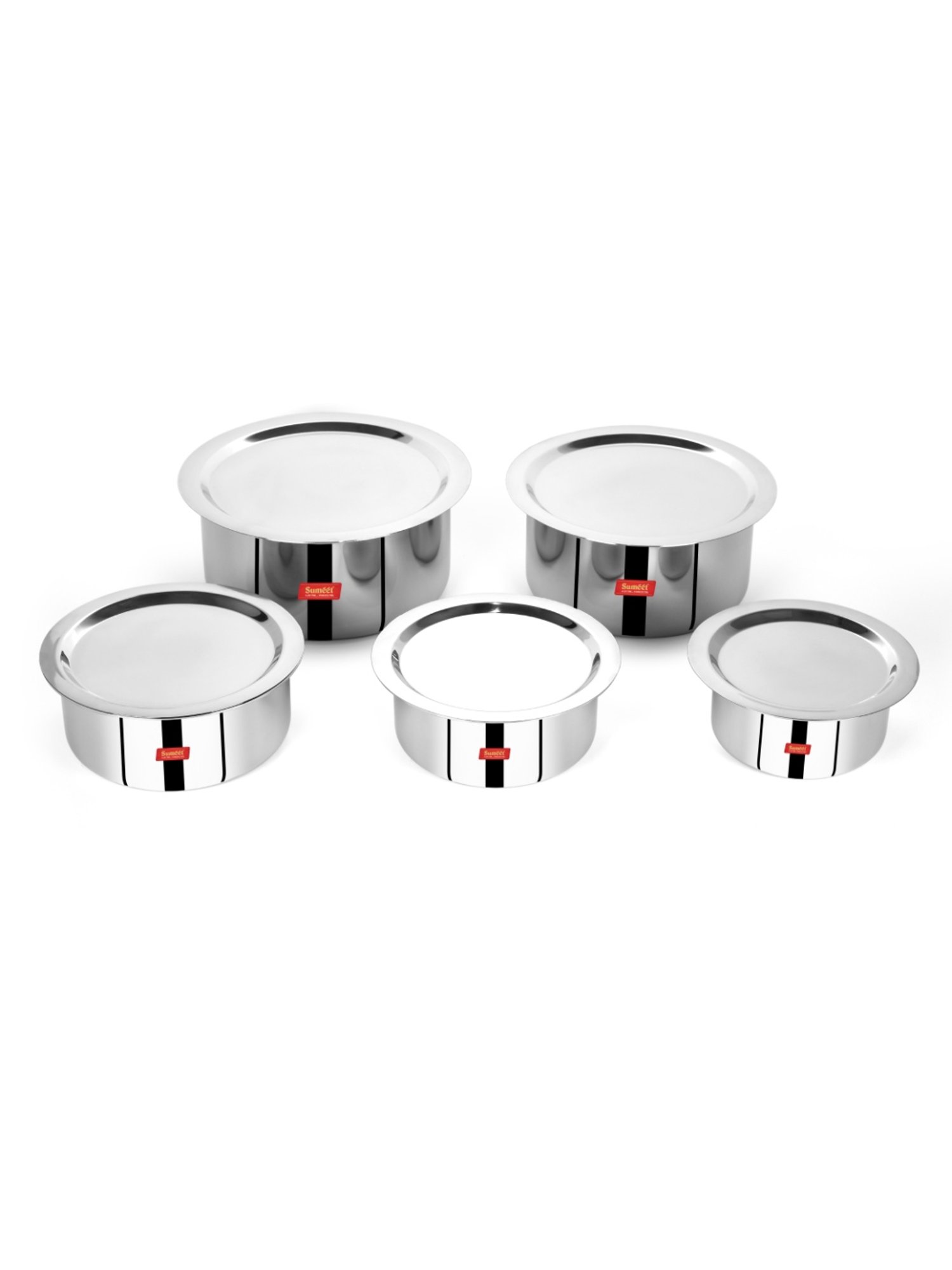 Sumeet Cook Smart TriPly SAS Tope Set of 5Pc with Lid-(1.1L,1.6L,2L,3L,4,)(14cm,16Cm,18Cm,20Cm,22Cm)