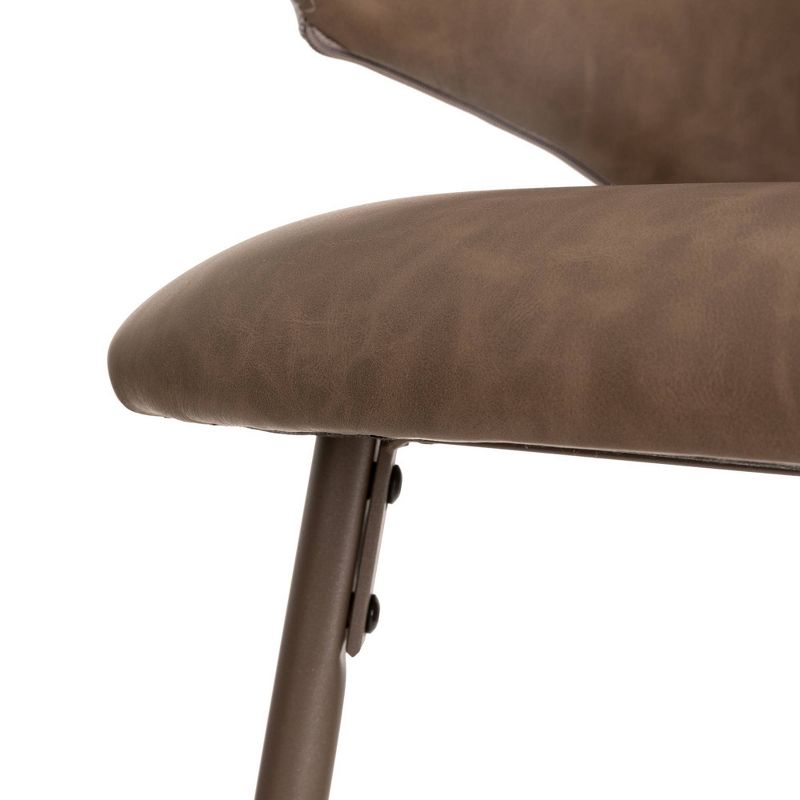 Set of 2 Mixing Leatherette Gray Fabric Barstools Dark Brown - Glitzhome