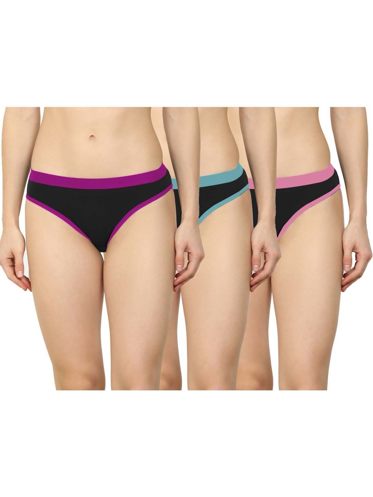 AROUSY Purple & Blue Bikini Panties - Pack Of 3