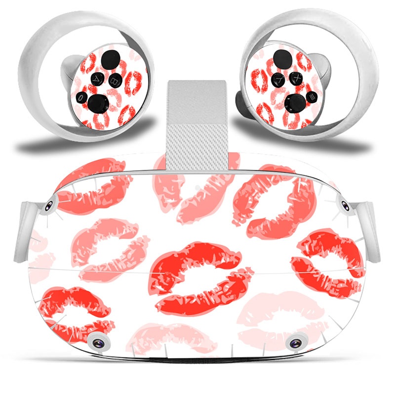Amify Vinyl Skin Sticker for Oculus Quest 2 VR Headset Controller PVC Decals Cute Cartoon Wrap Cover for Oculus Quest 2 Accessories