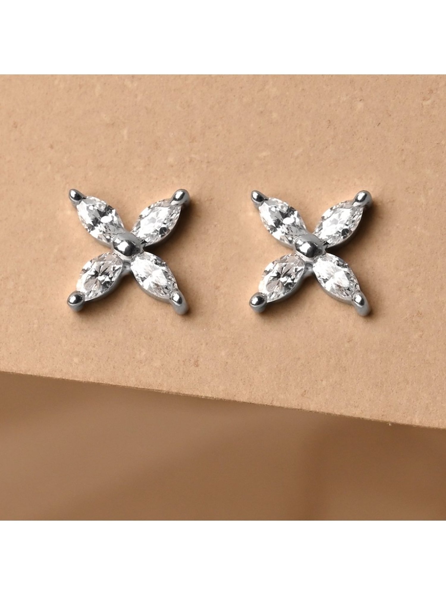 Clara 92.5 Sterling Silver Minimal Daily Wear Classic Stud Earrings for Kids Girls