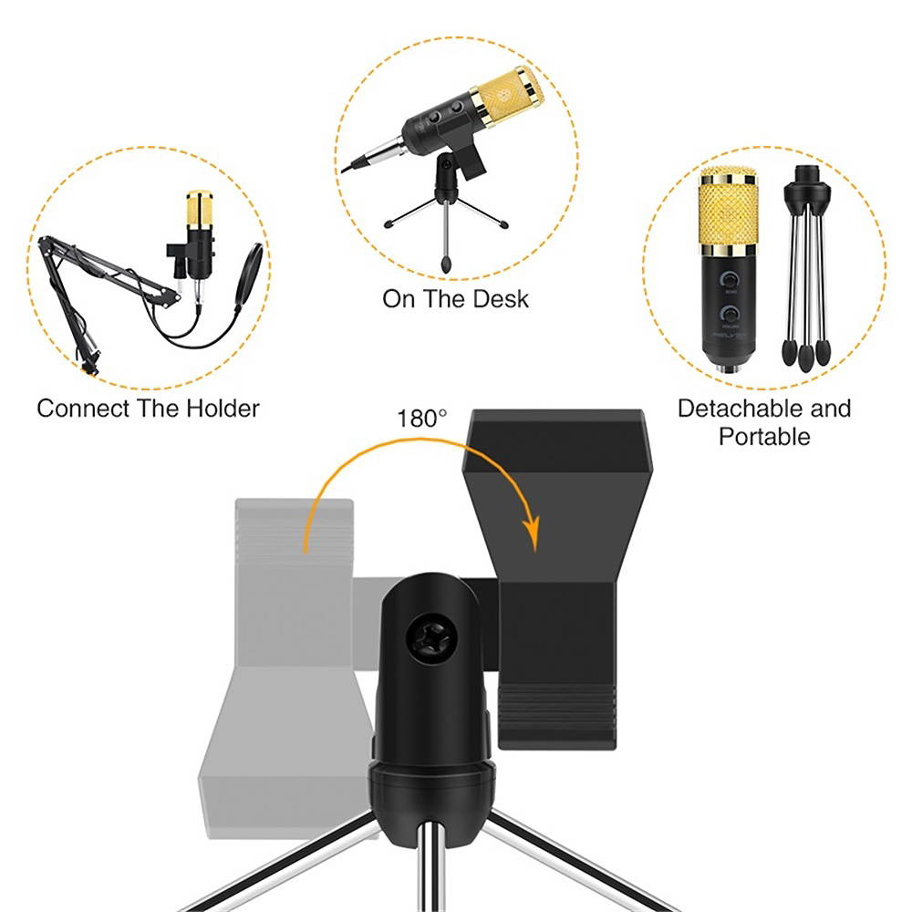 MK-F200FL USB Condenser Microphone With Tripod For Computer Condenser Studio Video Recording Karaoke Mic