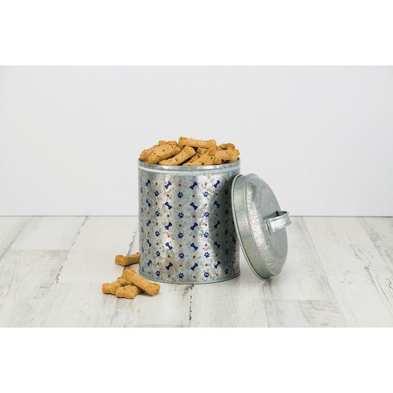Amici Pet Americana Galvanized 110 oz Metal Treats Canister, Single Container