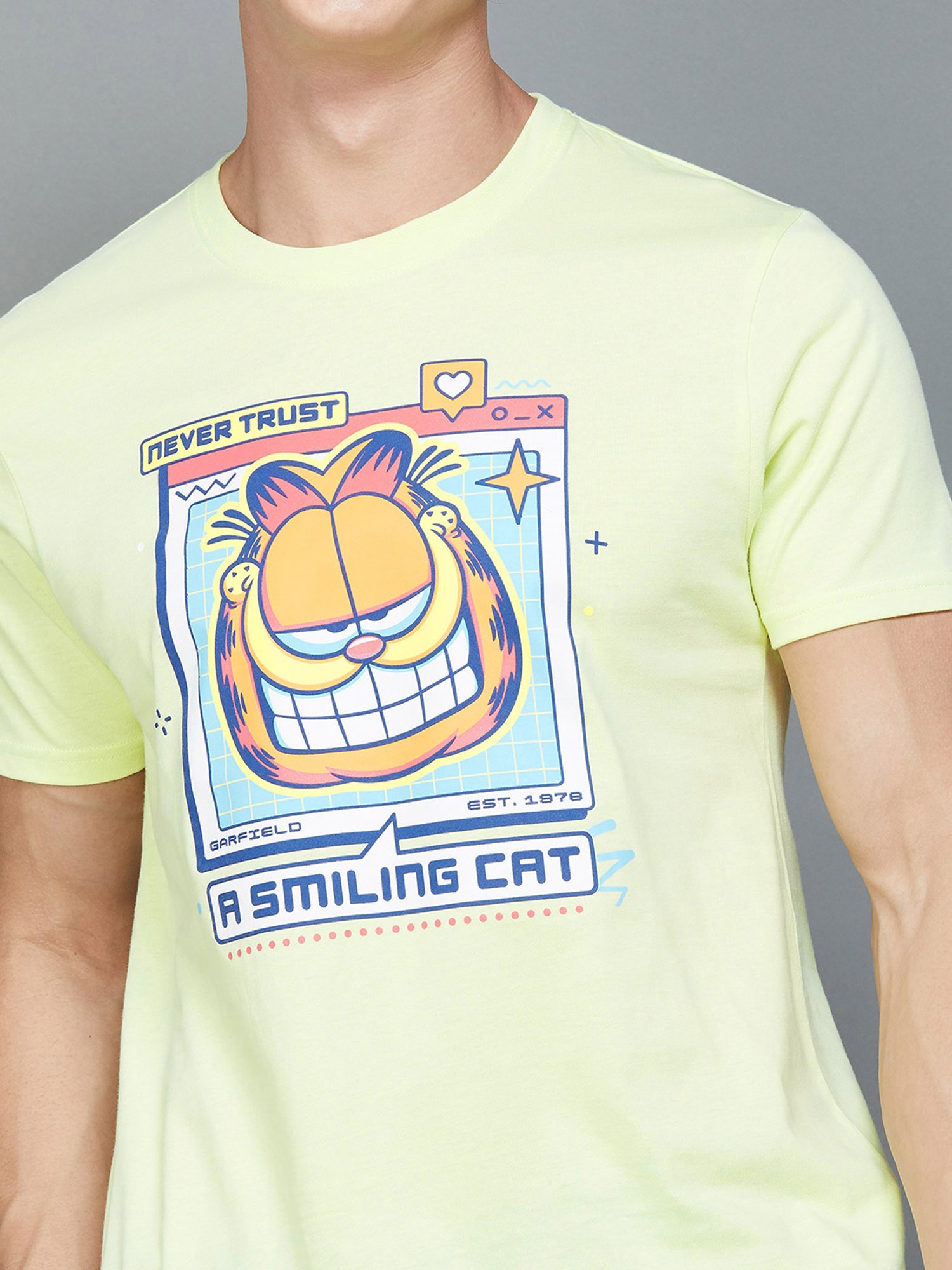 Fame Forever by Lifestyle Lime Yellow Regular Fit Graphic Print T-Shirt