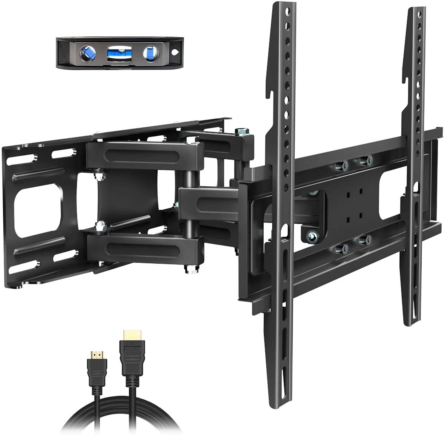 BLUE STONE Full Motion TV Wall Mount Bracket with Height Setting for Most 27-65 inch up to 121 lbs,VESA 400x400 mm,Dual Swivel Articulating Arms Tilt Rotation for Flat Screen,LED,4K Curved TVs