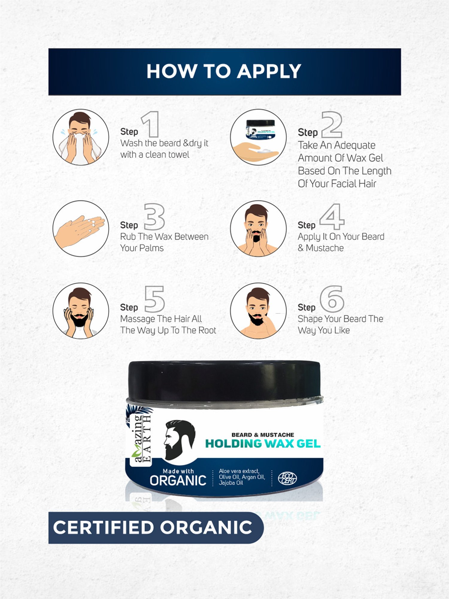 Amazing Earth Beard and Mustache Holding Wax Gel - 100 gm