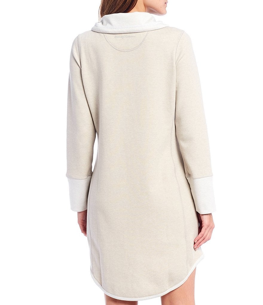 Tommy Bahama Sun Fade Flipside Reversible Spread Collar Long Sleeve Cotton Blend Dress