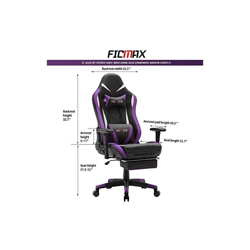 Green Massage Gaming Chair High Back, Big and Tall Computer Gaming Chair with Footrest, Ergonomic Gamer Chair for E-Sport, Reclining Video Game Chair with Headrest and Lumbar Support