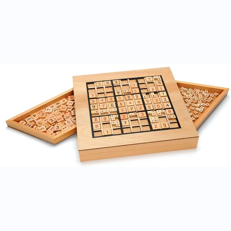 WE Games Wooden Sudoku Puzzle Board Game with Pull Out Drawers - 11 in