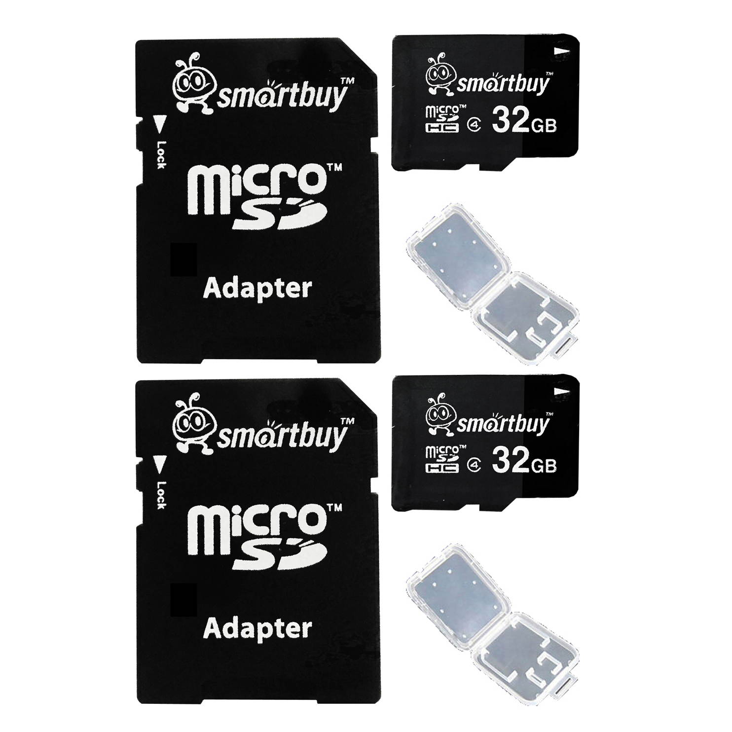 Smartbuy Micro SDHC Class 4 TF Flash Memory Card SD HC C4 For Camera Mobile Phone Tab GPS MP3 TV + Adapter + Mini Case (4GB - 10 Packs)