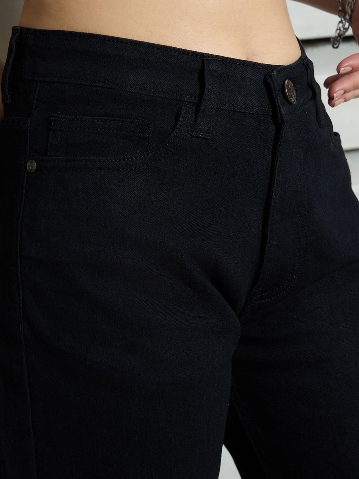 High Star Black Relaxed Fit High Rise Jeans