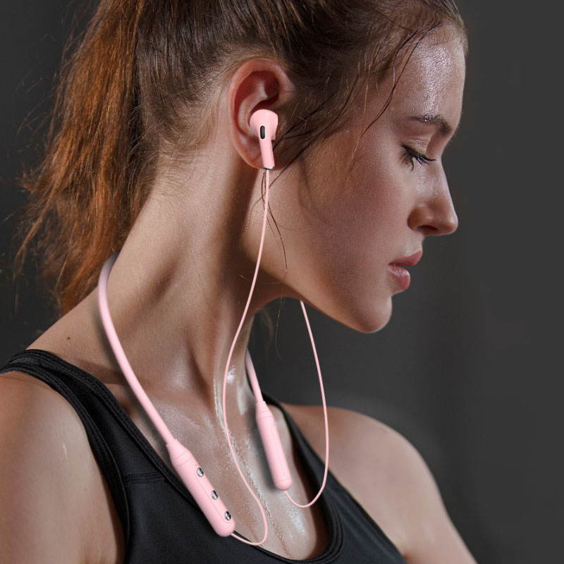 Hanging Neck Bluetooth Sports Headphone Waterproof with Noise Cancelling Bulit-in Mic in-Ear Earbuds for Video/Conference Call/Workout/Running/Gym