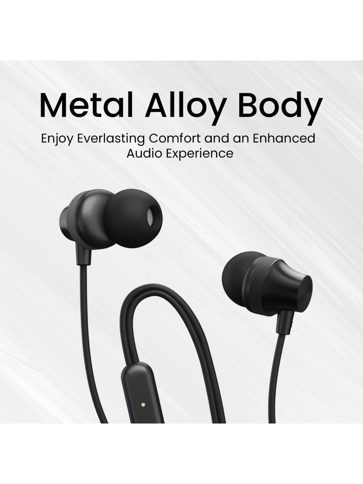 Portronics Conch Beat C in Ear Wired Earphones with Mic, Type C Audio Jack, 10mm Driver (Black)