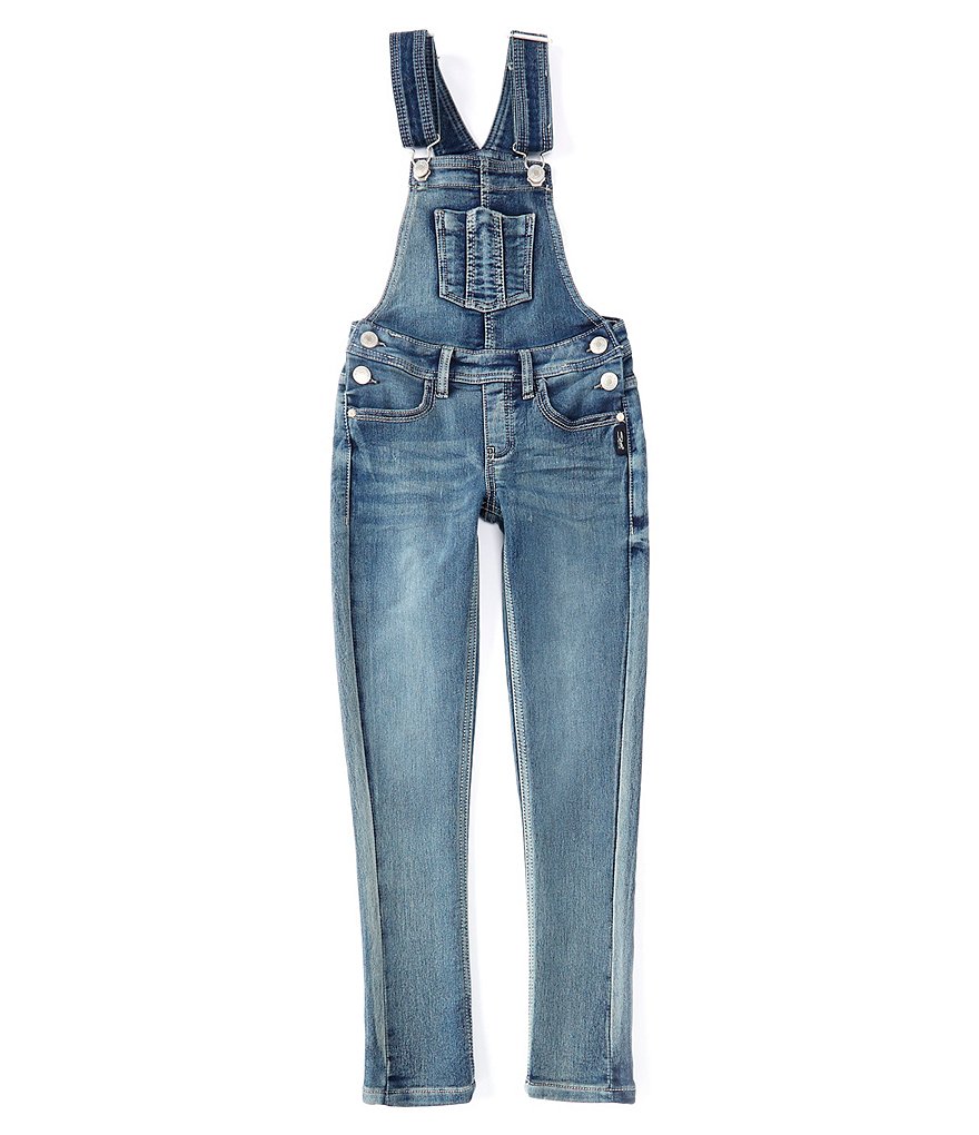 Silver Jeans Co. Big Girls 7-16 Nisha Knit Denim Jean Overalls