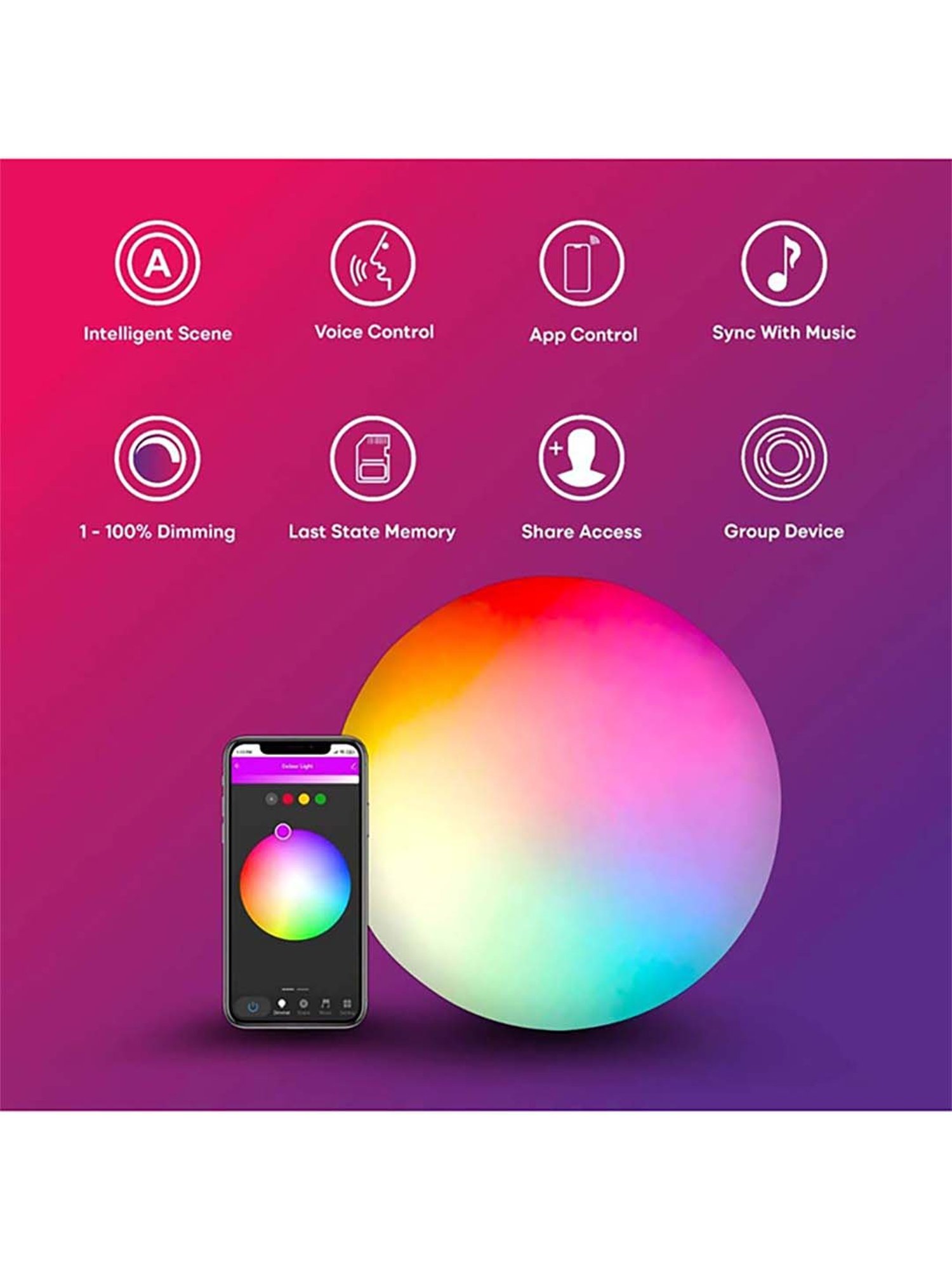 HomeMate Smart 10W LED Surface Light Works with Google Assistant and Alexa (Multicolor)