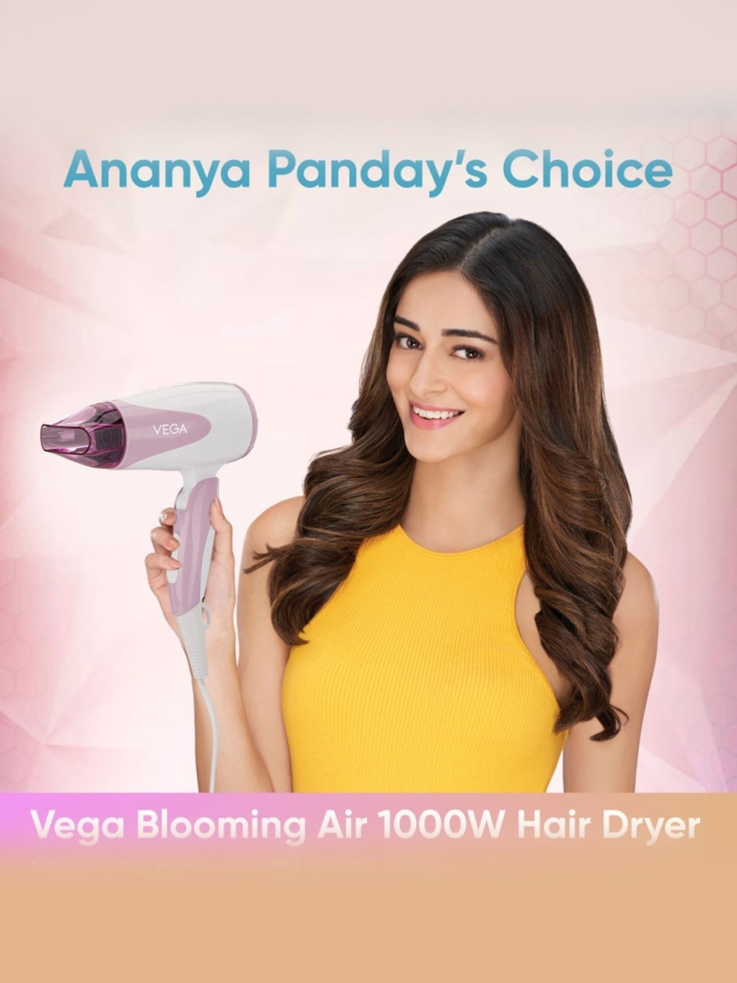Vega Blooming Air Foldable 1000 Watts Hair Dryer With Heat & Cool Setting (VHDH-05, Color May Vary)