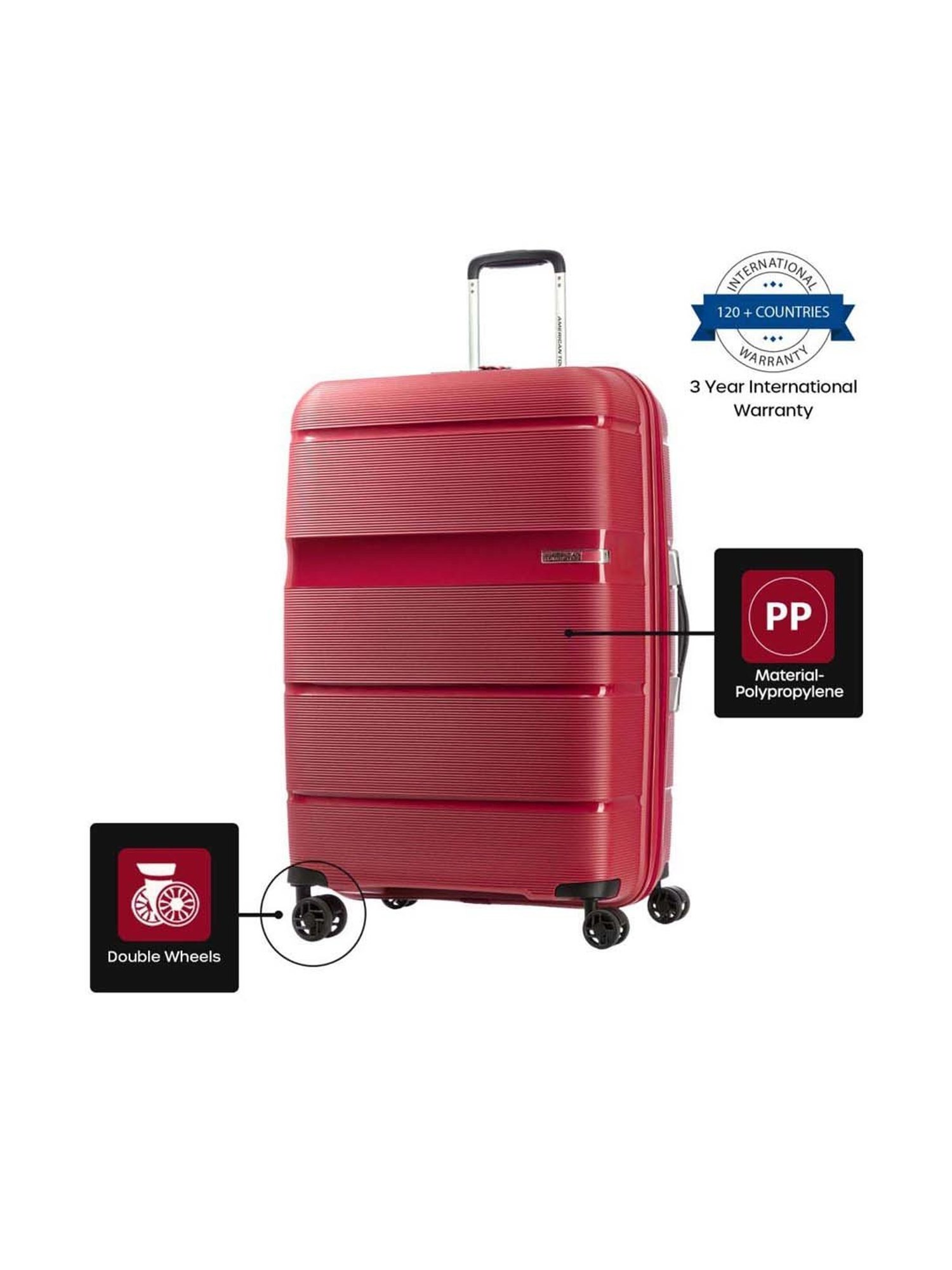 American Tourister Linex Red Textured Hard Large Trolley Bag - 54 cm