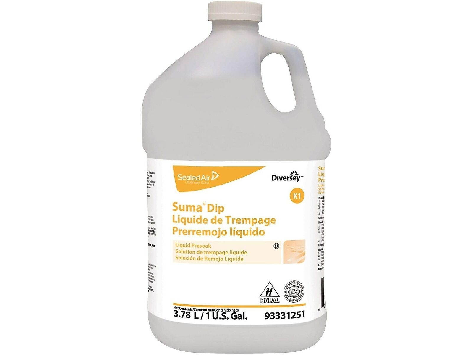 Diversey Suma Dip K1 Presoak Liquid, 4/Carton 93331251