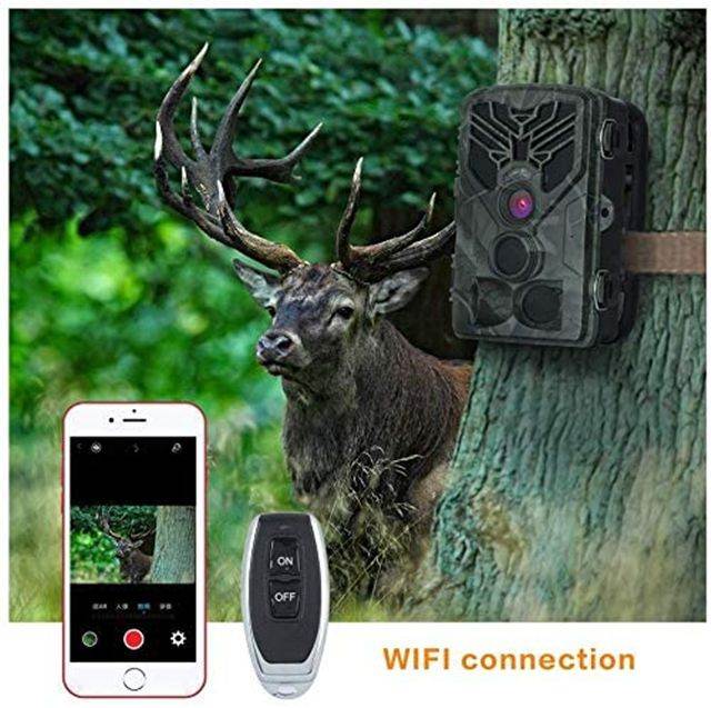RINKMO Trail Camera, WiFi Game Camera with 20MP 1080P, Night Vision Motion Activated Waterproof IP66, 44pcs Infrared LED, 3 Infrared Sensors for Deer Hunting, 120&deg; Wide Angle FMC Lens(Micro SD Card)