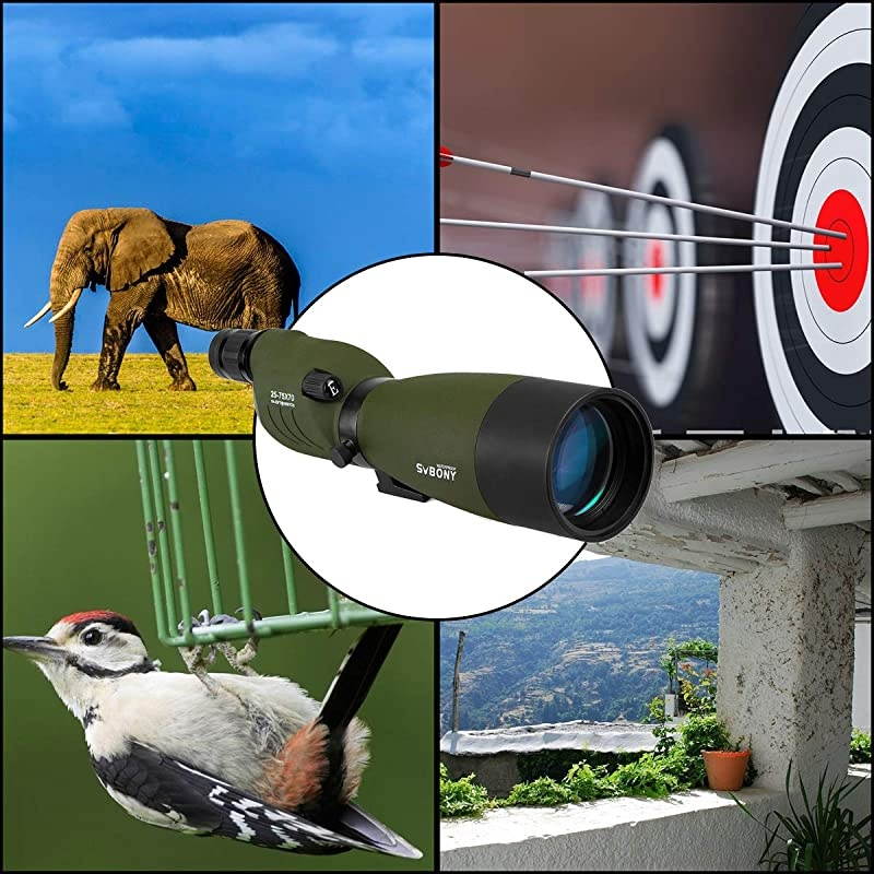 SV17 Spotting Scope Straight 2575x70mm Zoom Telescope Bak4 Waterproof for Bird Watching Wildlife Viewing Archery Range with Soft Case