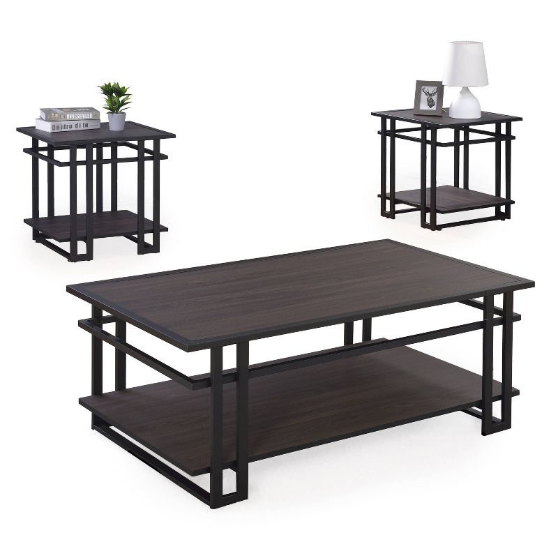 Set of 3 Glam Mirrored Accent Tables Gold - Olivia & May