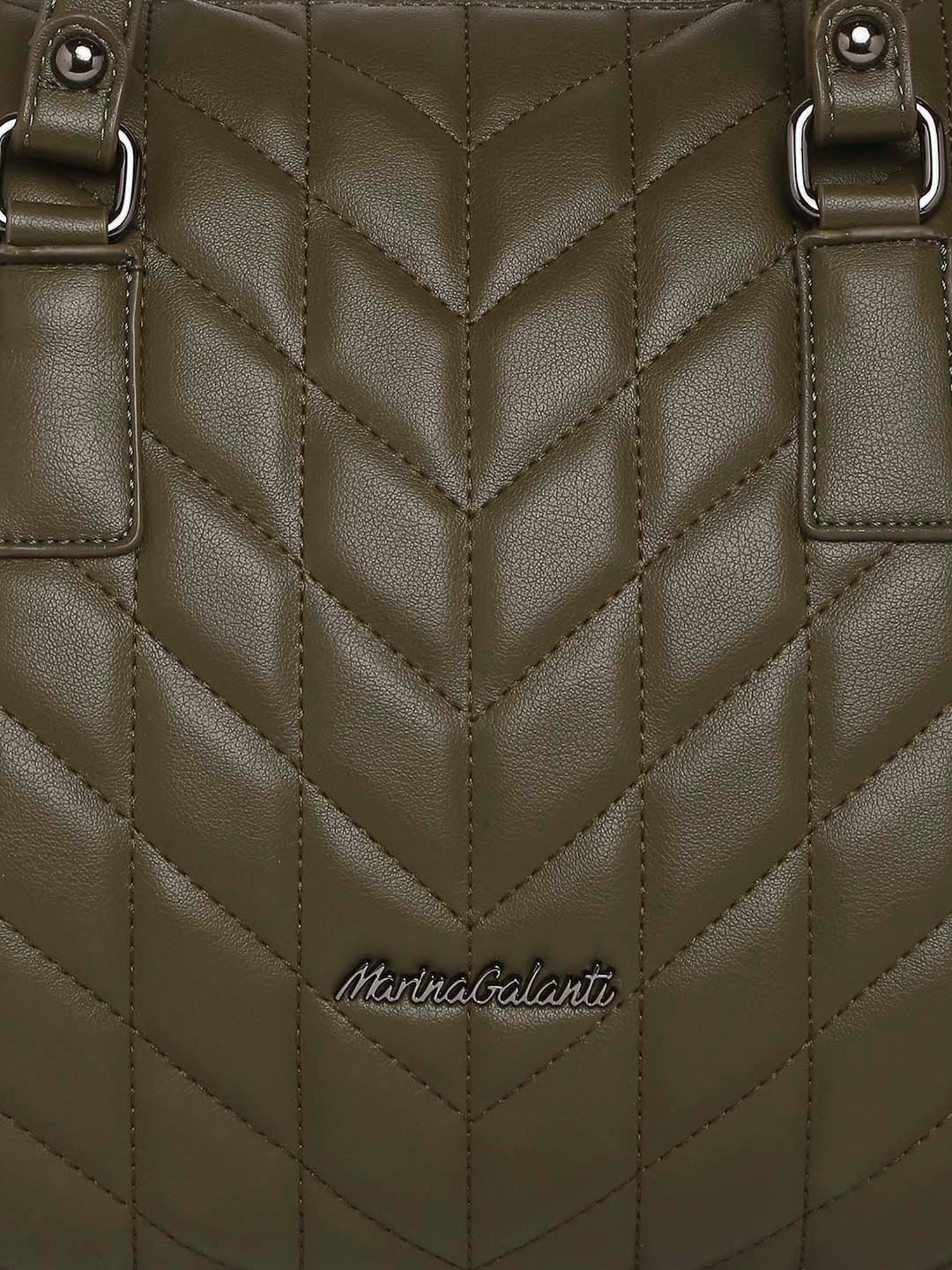 Marina Galanti Olive Quilted Medium Bowler Bag