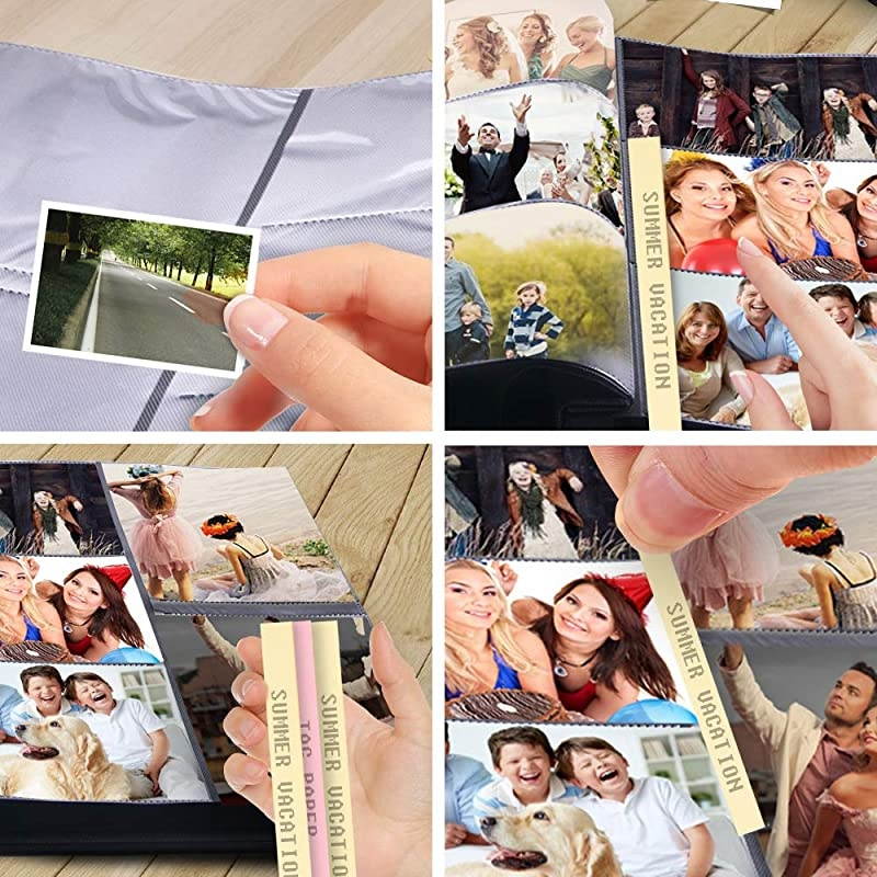 Photo Album 600 Pockets Large Capacity Leather Cover Sewn Bonded Wedding Family Photo Albums Holds 600 Horizontal and Vertical 4x6 Photos with Black PagesBrown