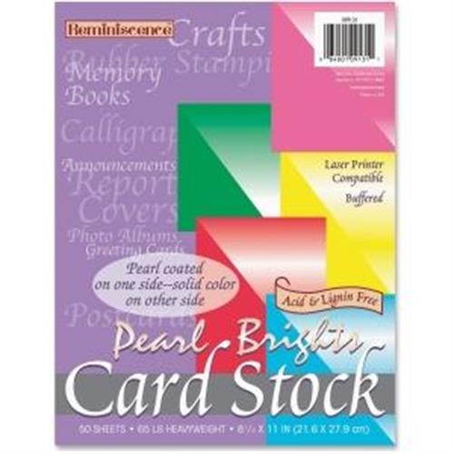 Pacon Reminiscence Card Stock, 65 lbs, Letter, Assorted Bright Pearl Colors, 50/Pack