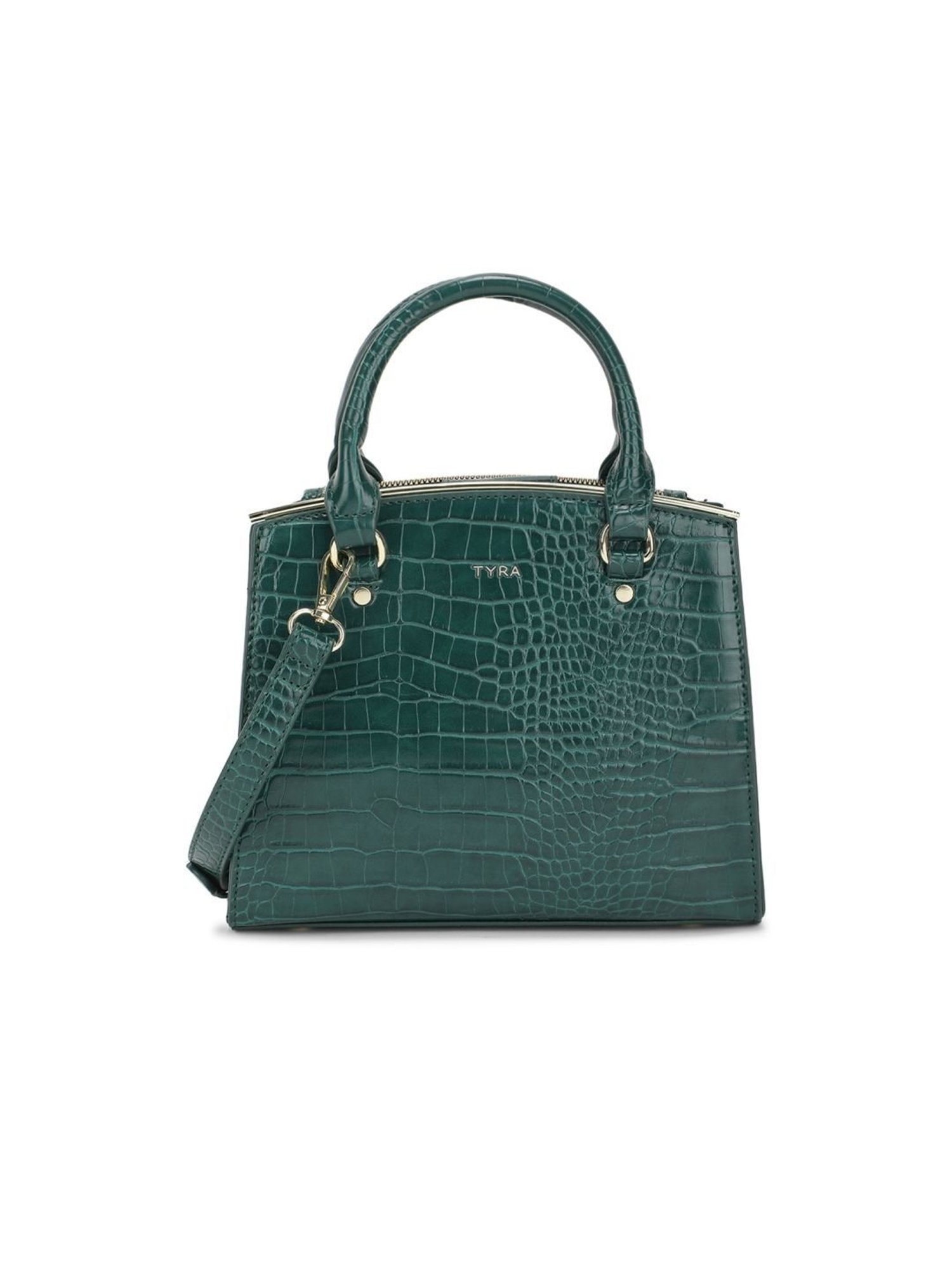 Tyra Calla Green Textured Faux Leather Handbag