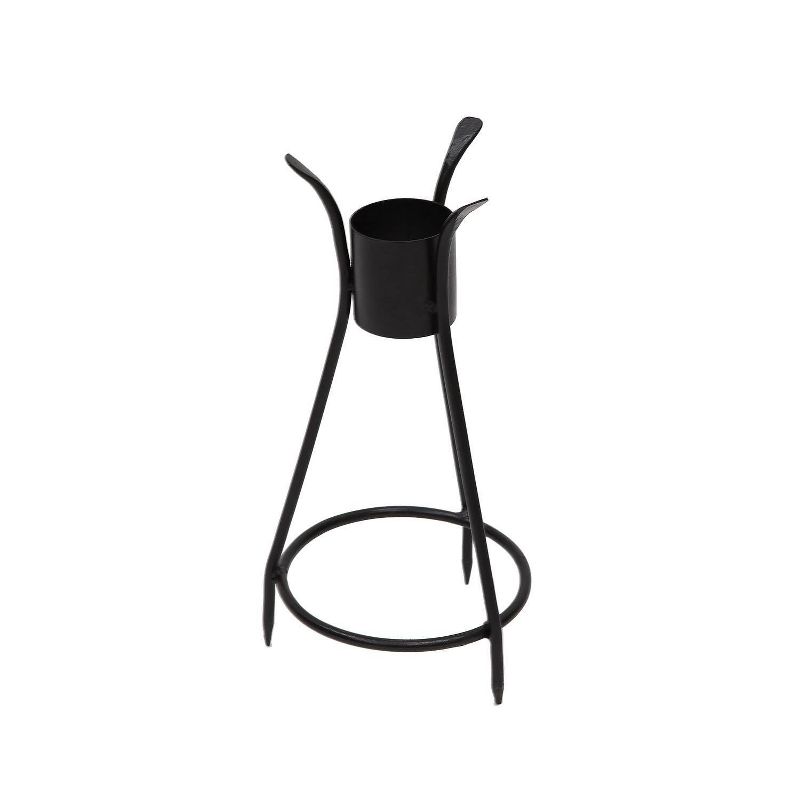 13.75" Iron Trestle III Spiked Gazing Globe Ball Stand Black Powder Coat Finish - ACHLA Designs