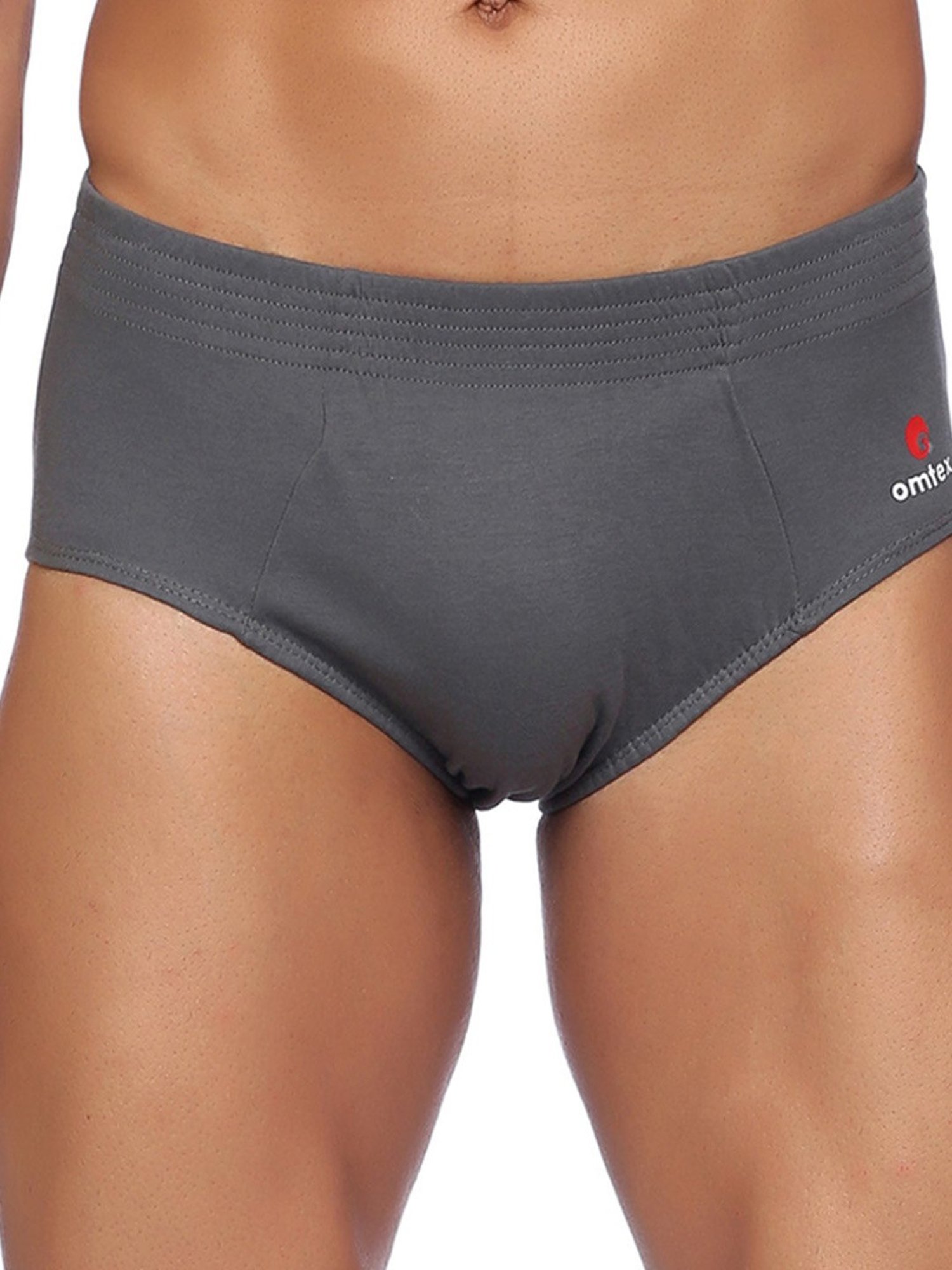 Omtex Men's Sports Cricket Special Brief Pack of 2 (Grey & Navy) Size - S