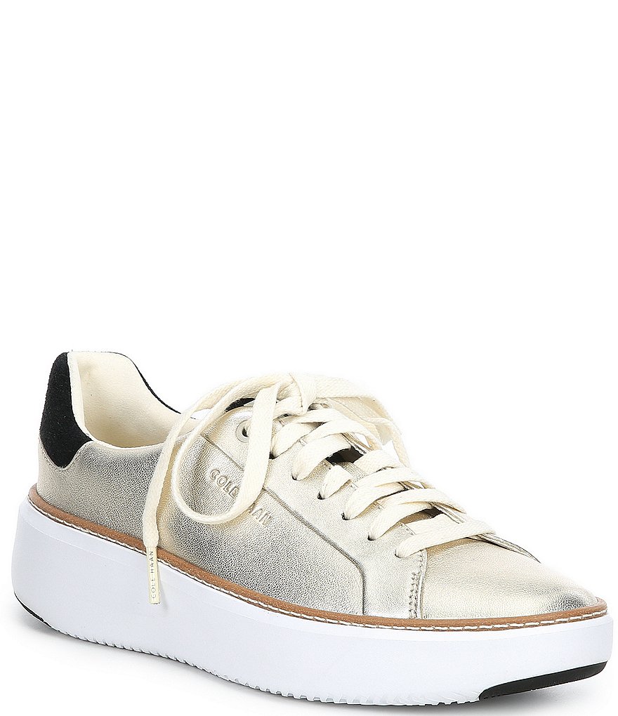 Cole Haan Grandpro Topspin Metallic Leather Lace-Up Sneakers