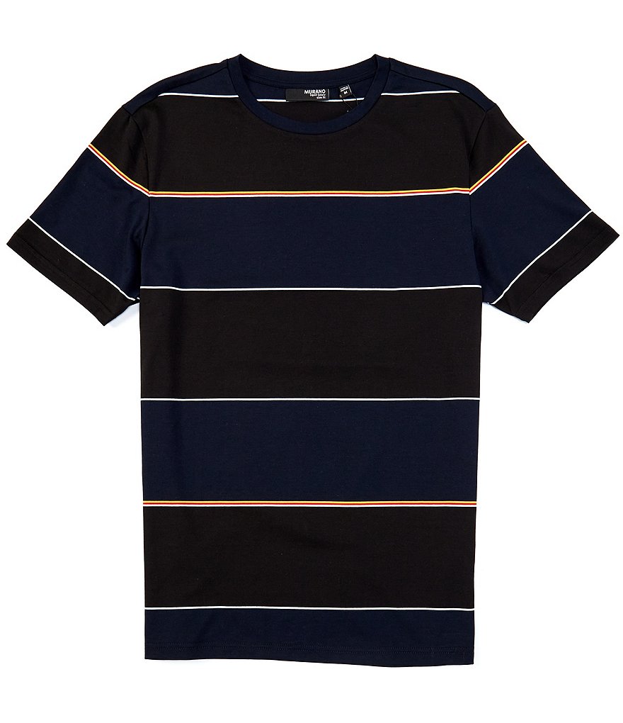 Murano Liquid Luxury Slim-Fit Stripe Jersey Crew Short-Sleeve Tee