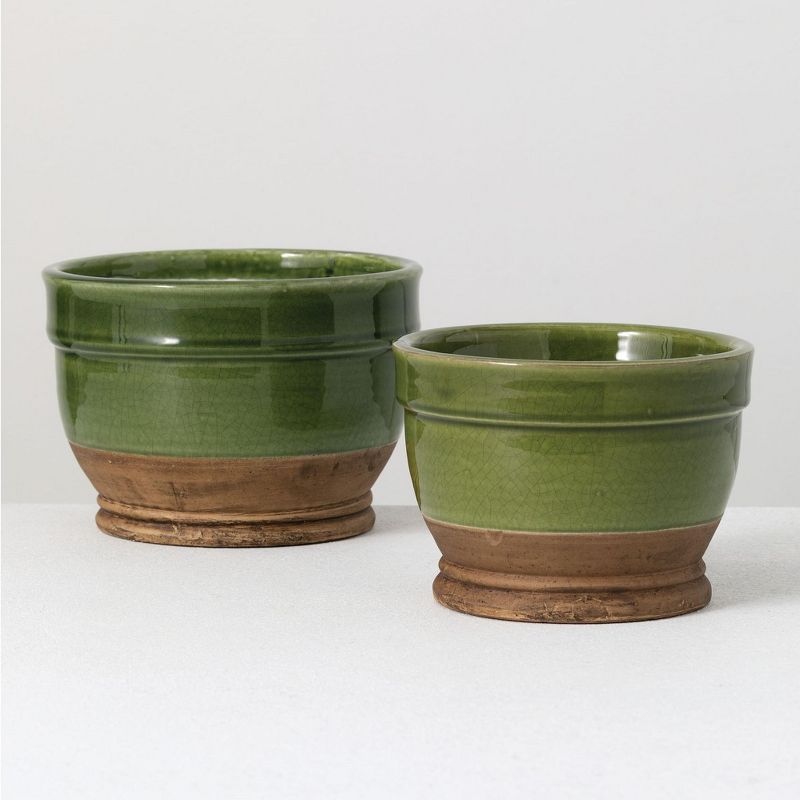 Sullivans Set of 2 Ceramic Bowl 5.75"H & 5"H Green