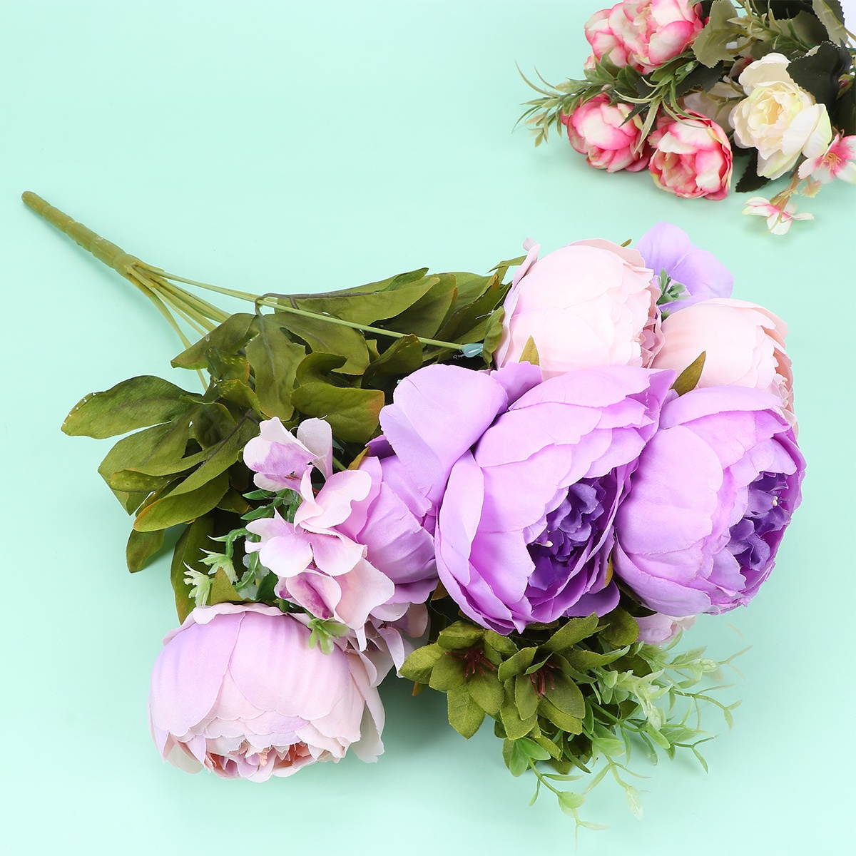 1 Pack of 13pcs Flowers Simulated Peony Decor Artificial Flower Branches Simulated Flower Adornment Creative Household Flower Decor Wedding Layout Decor for Home Wedding Living Room (Red)