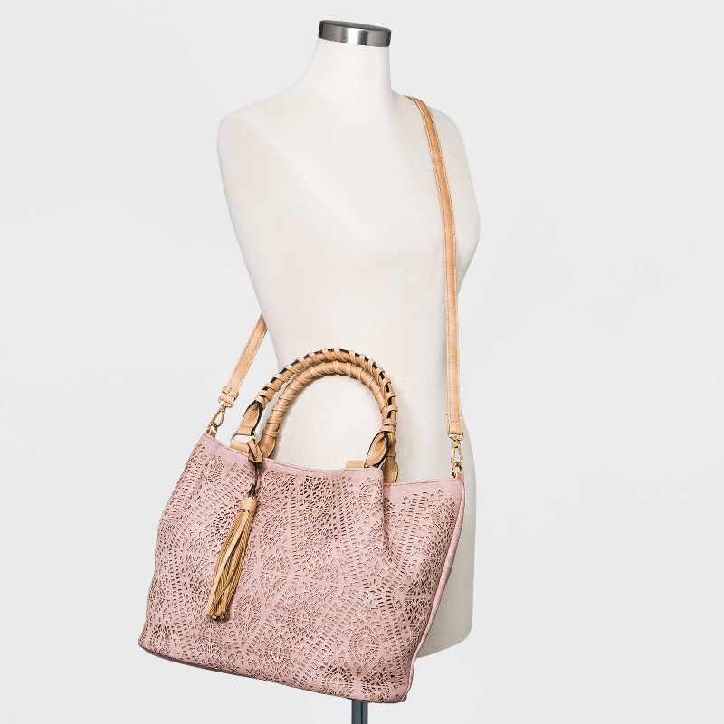 VR NYC Zip Closure Satchel Handbag - Mauve
