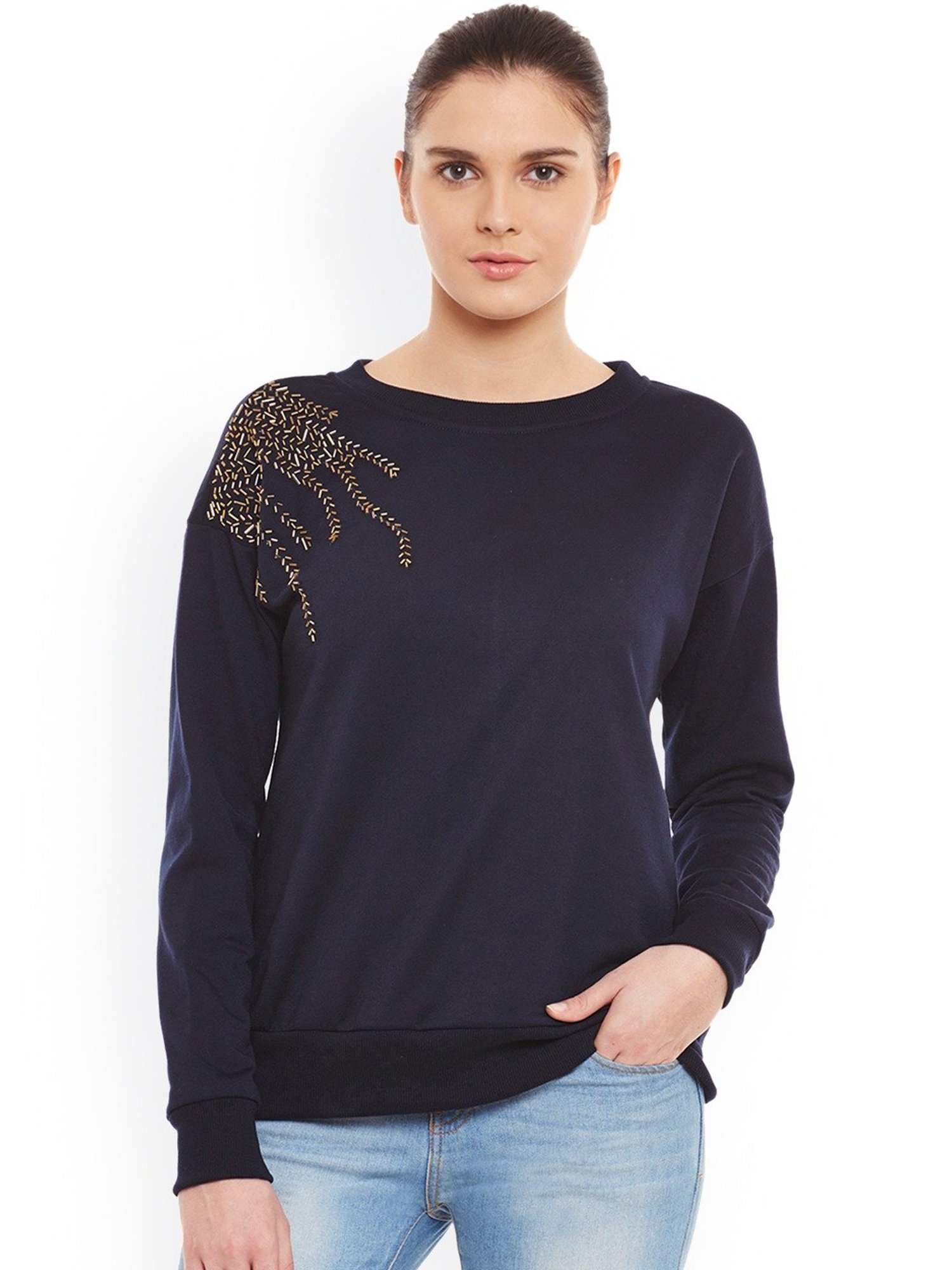 Belle Fille Navy Embellished Sweatshirt