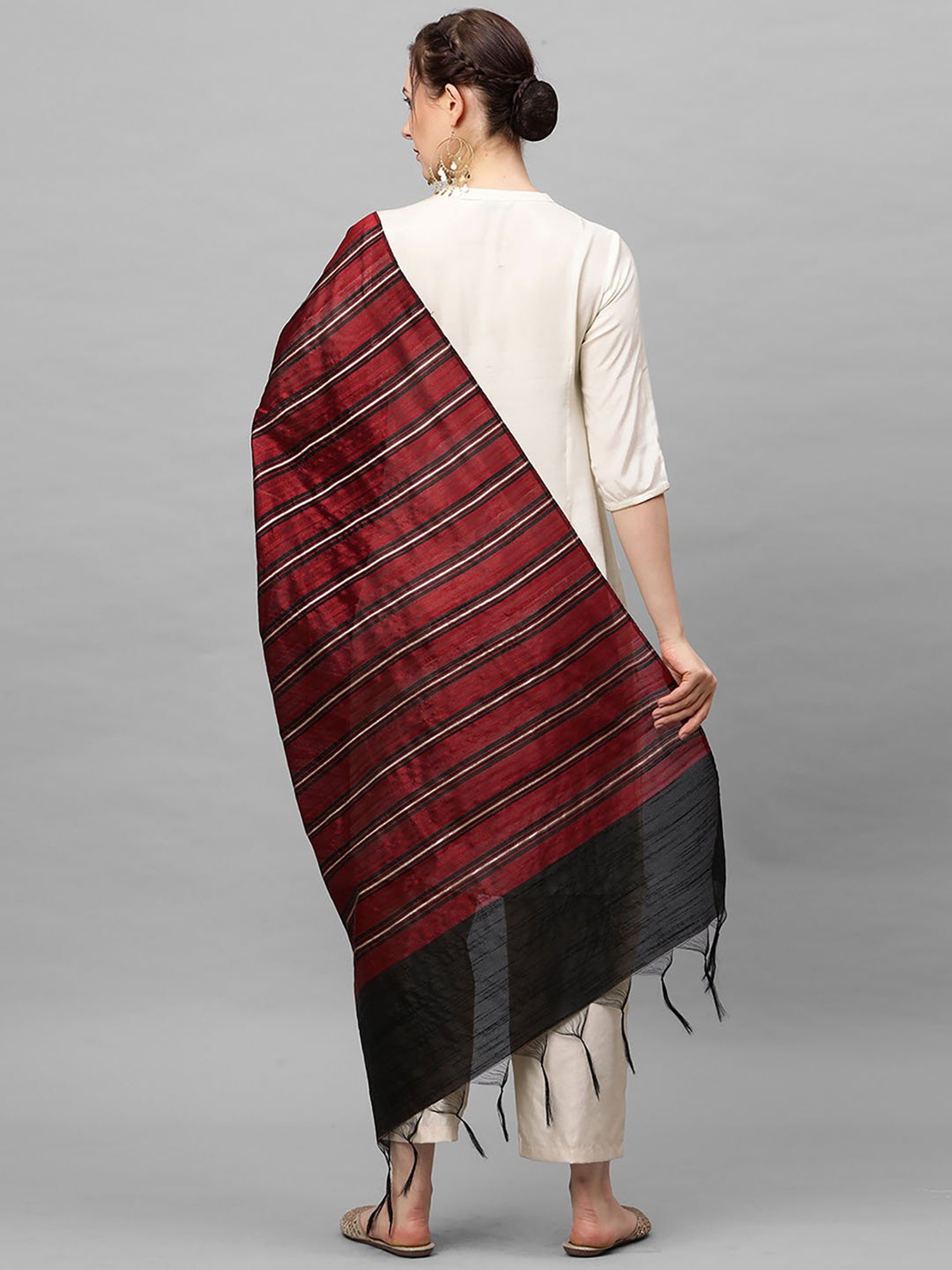 Indo Era Red & Black Dupatta