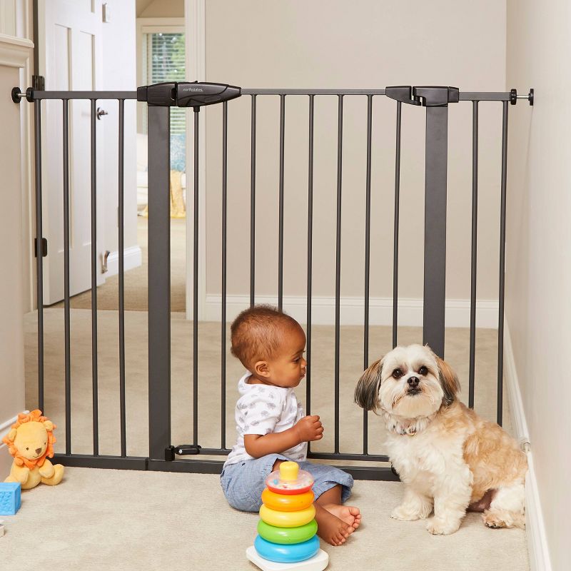 Toddleroo by North States Riverstone Extra Tall And Wide Baby Gate - Graphite -  29.75"-52" Wide