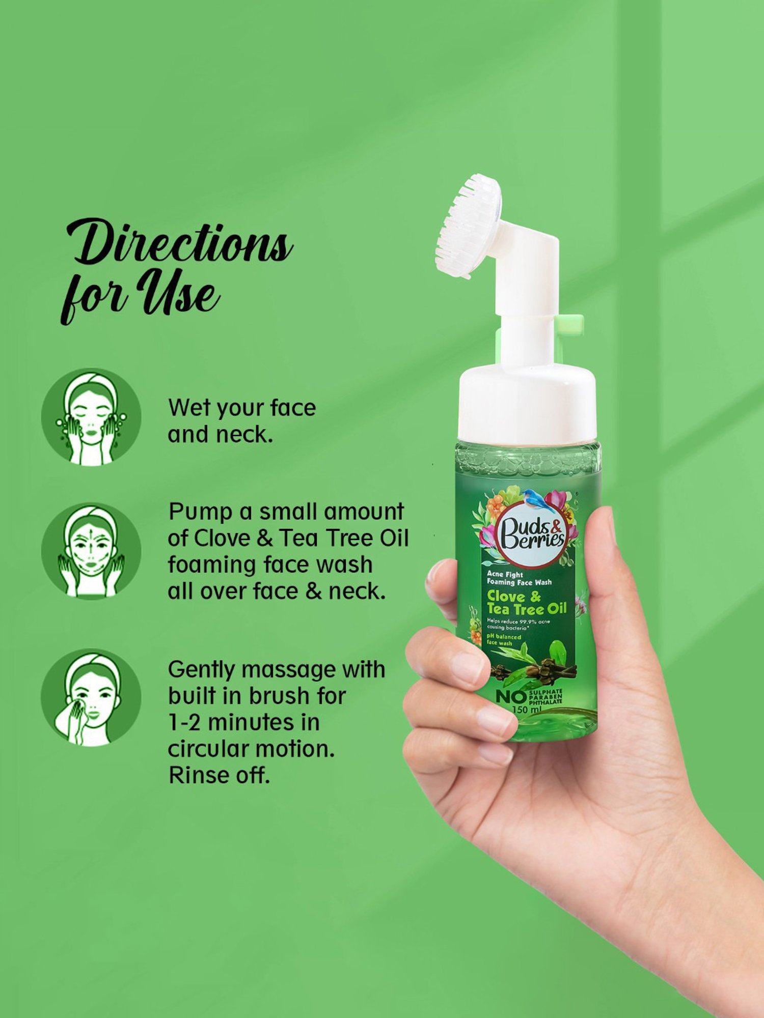 Buds & Berries Clove & Tea Tree Oil Acne Fight Foaming Face Wash - 150 ml