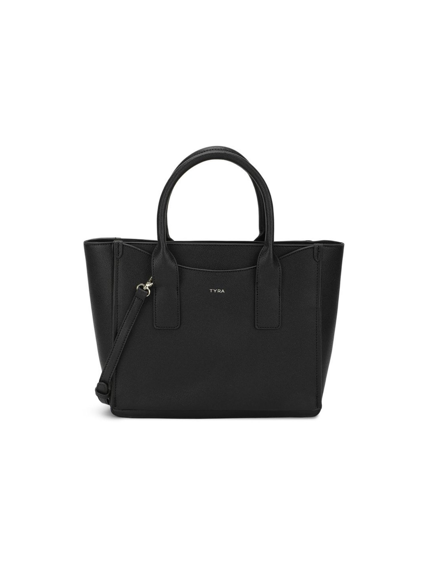 Tyra Eslia Black Solid Faux Leather Tote Handbag