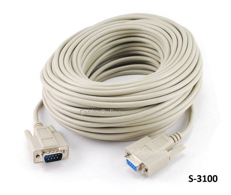 CablesOnline 100ft DB9 Serial Male to Female 9-Wire Straight Thru Extension Cable (S-3100)