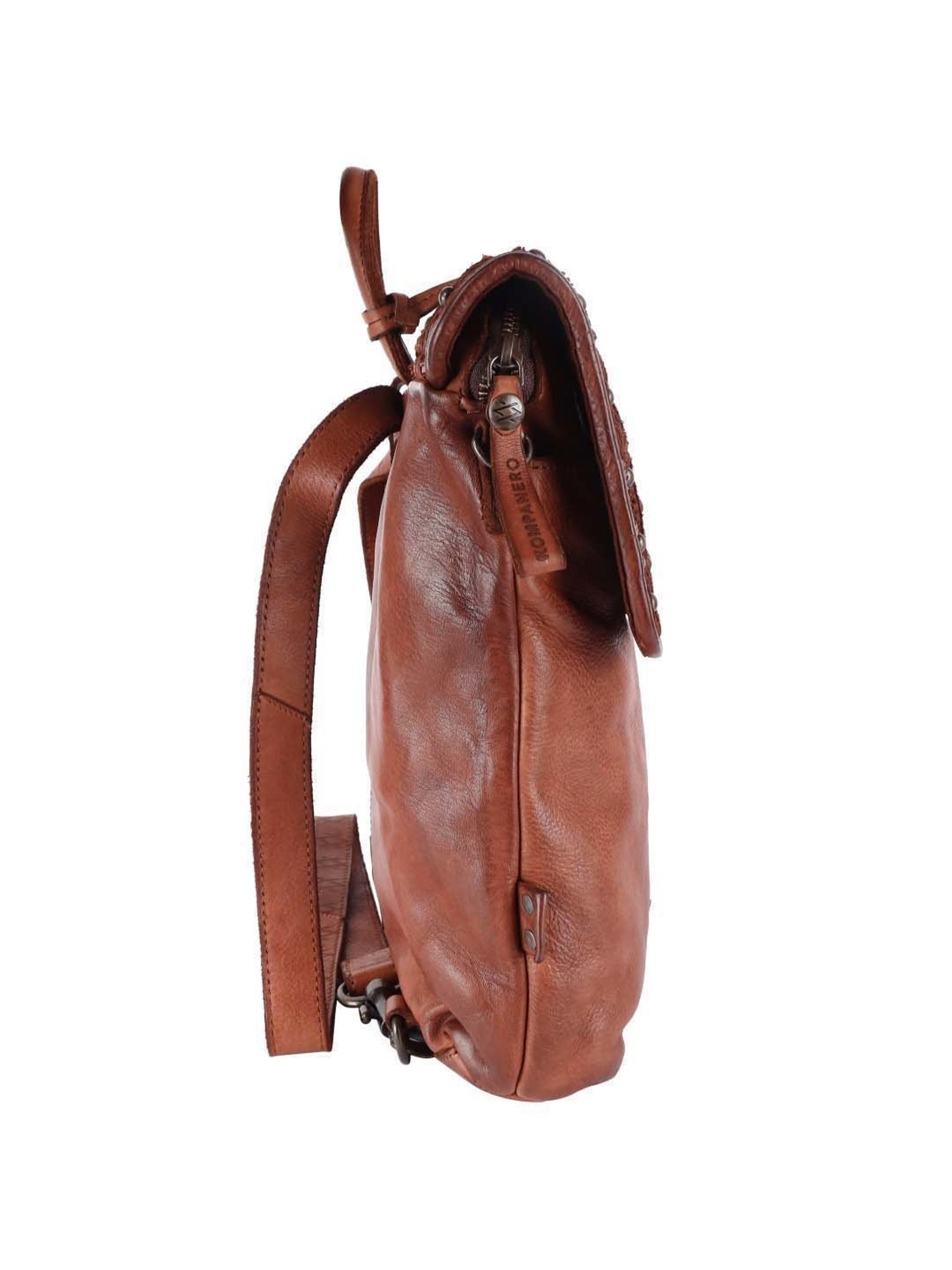 KOMPANERO Tan Leather Medium Backpack