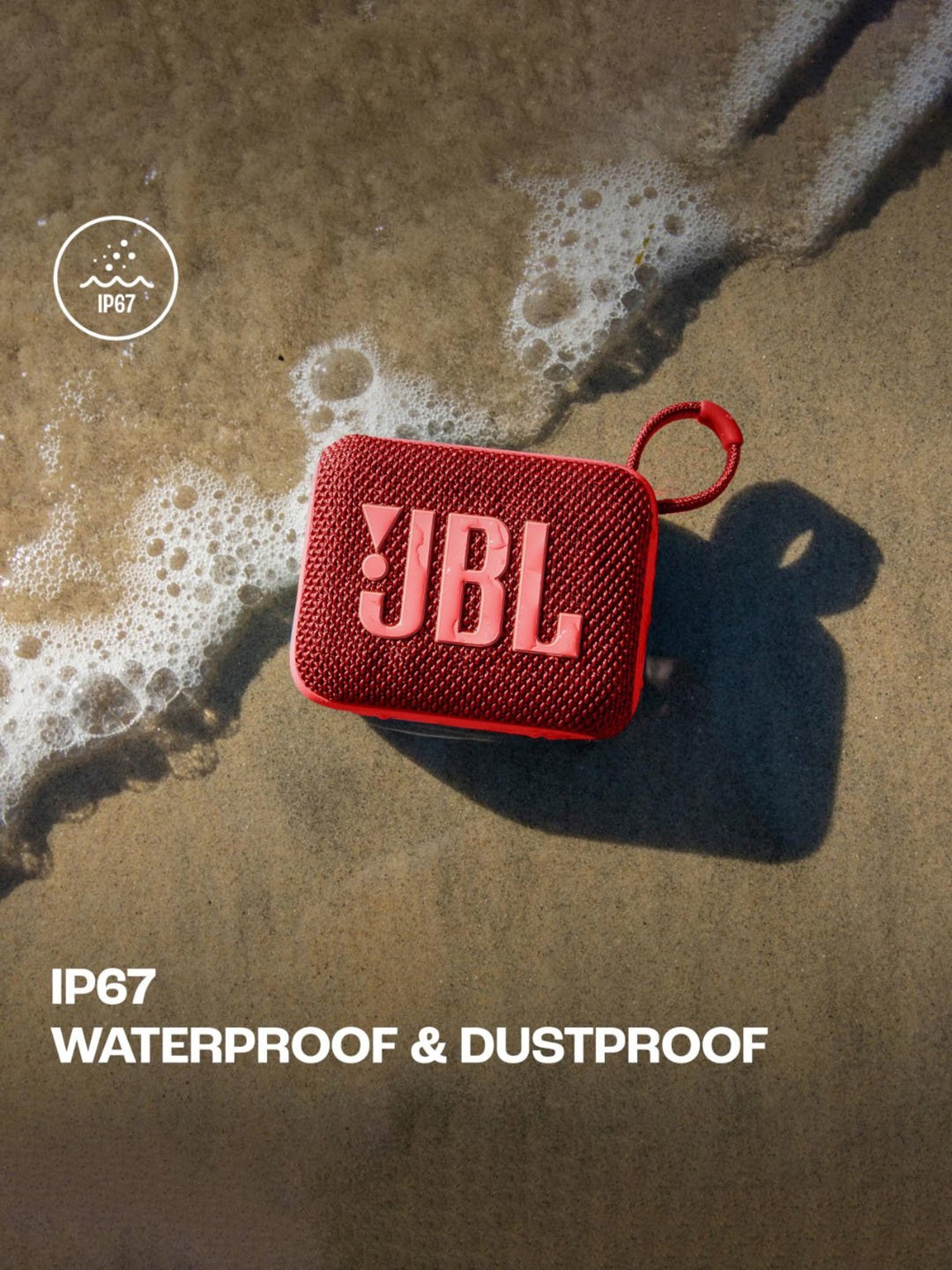 JBL Go 4, Wireless Ultra Portable Bluetooth Speaker with Pro Sound, Water & Dust Proof (Red)