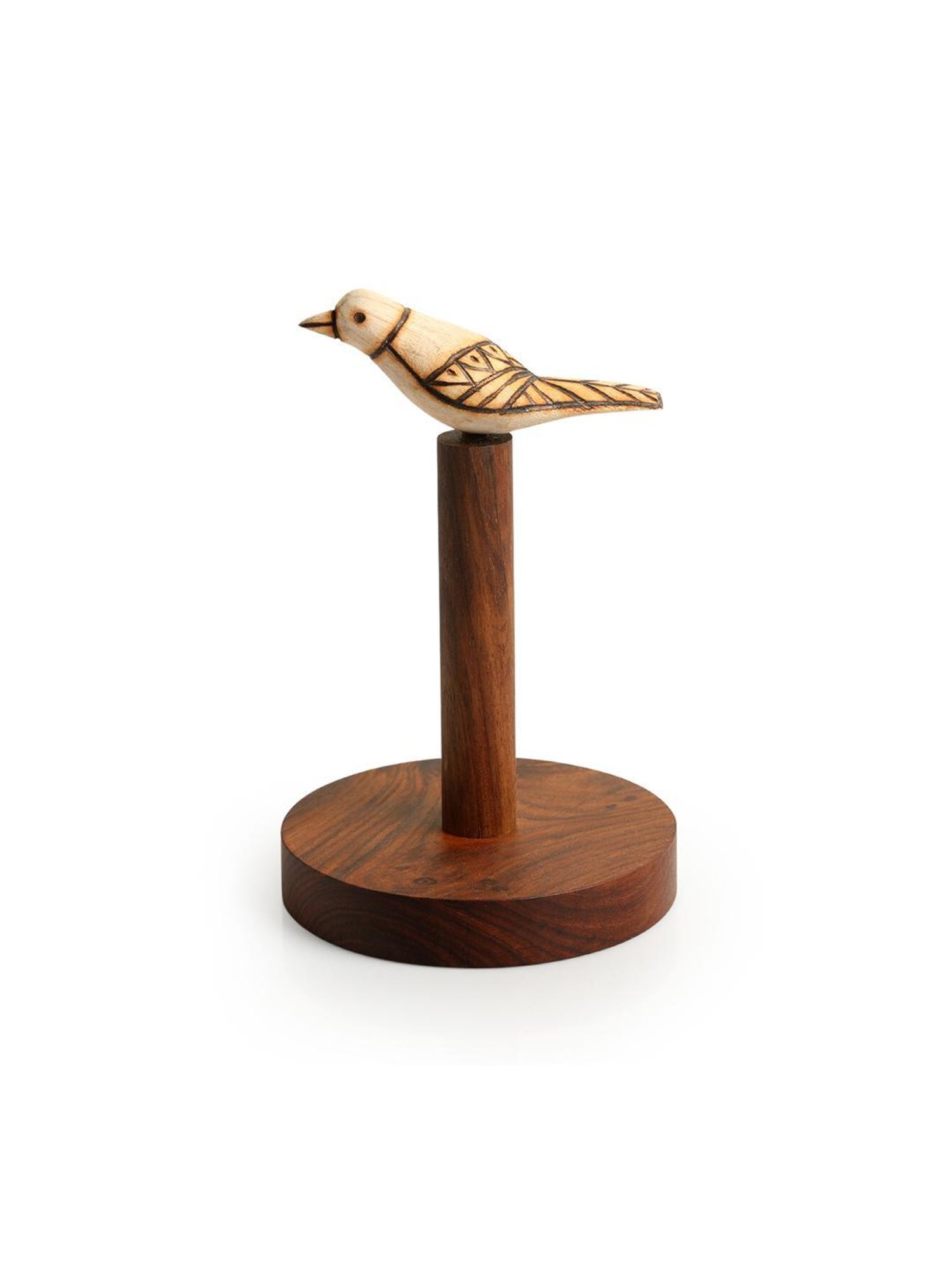 ExclusiveLane Brown Sheesham Wood Soaring Bird Handcrafted Tissue Roll Holder