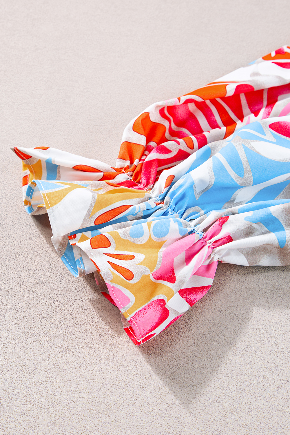 Multicolor Boho Floral Collared Long Sleeve Dress