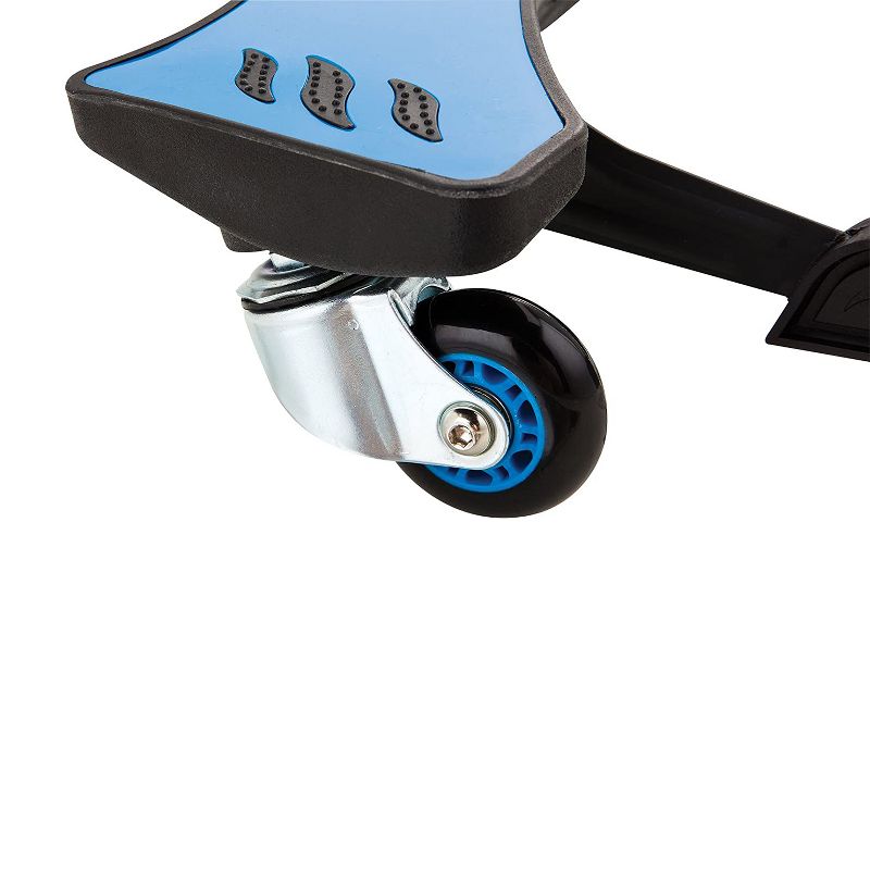 Razor PowerWing 125mm 3 Wheel Inclined Portable Caster Powered Stand Ride Scooter with Adjustable Foam Handlebars, Kids Ages 6 and Up, Blue